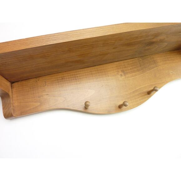Vintage Wood Shelf Key Hat Coat Holder - Picture 2 of 4